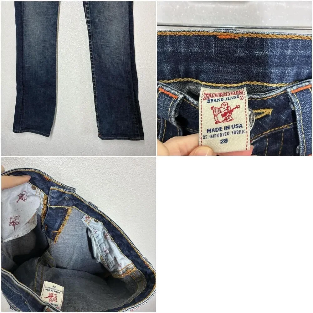 True Religion Johnny Jeans Mens 30x32 Blue Slim Straight Stretch Denim